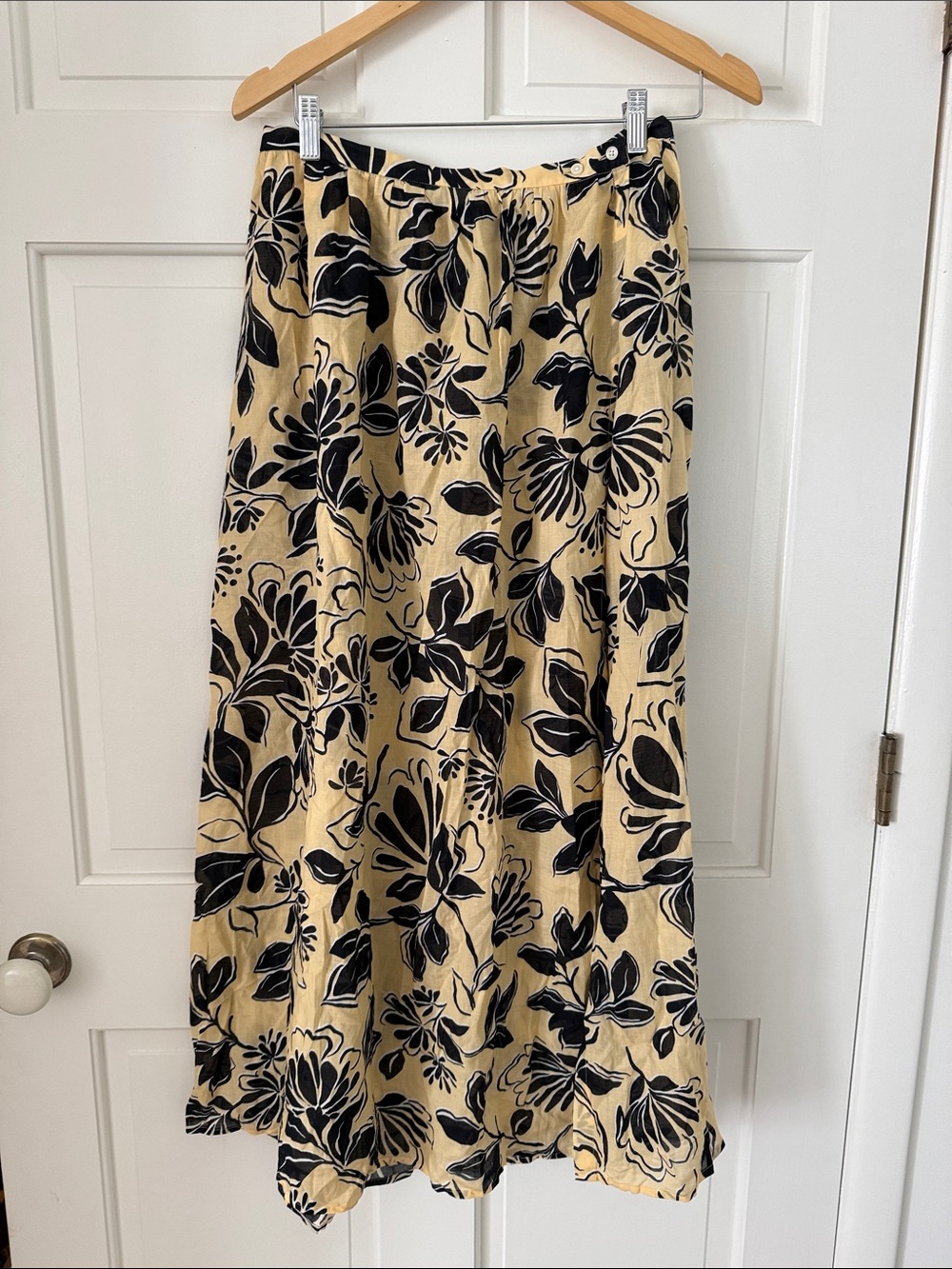 J. Crew swimsuit cover up - 100% cotton - pale yellow with black flowers - M